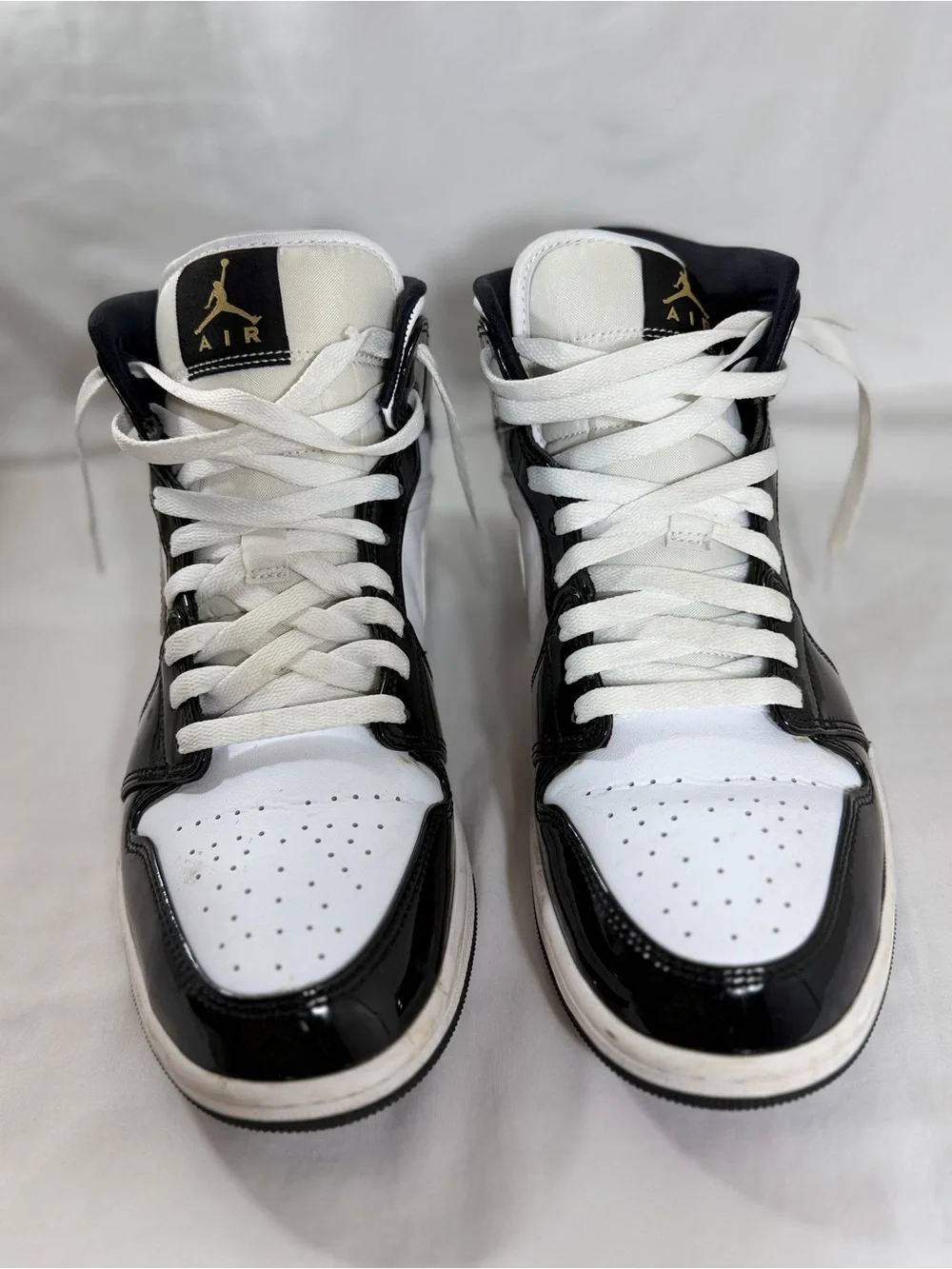 Jordan Men’s High-Top Sneakers - Black/White with Gold Logo